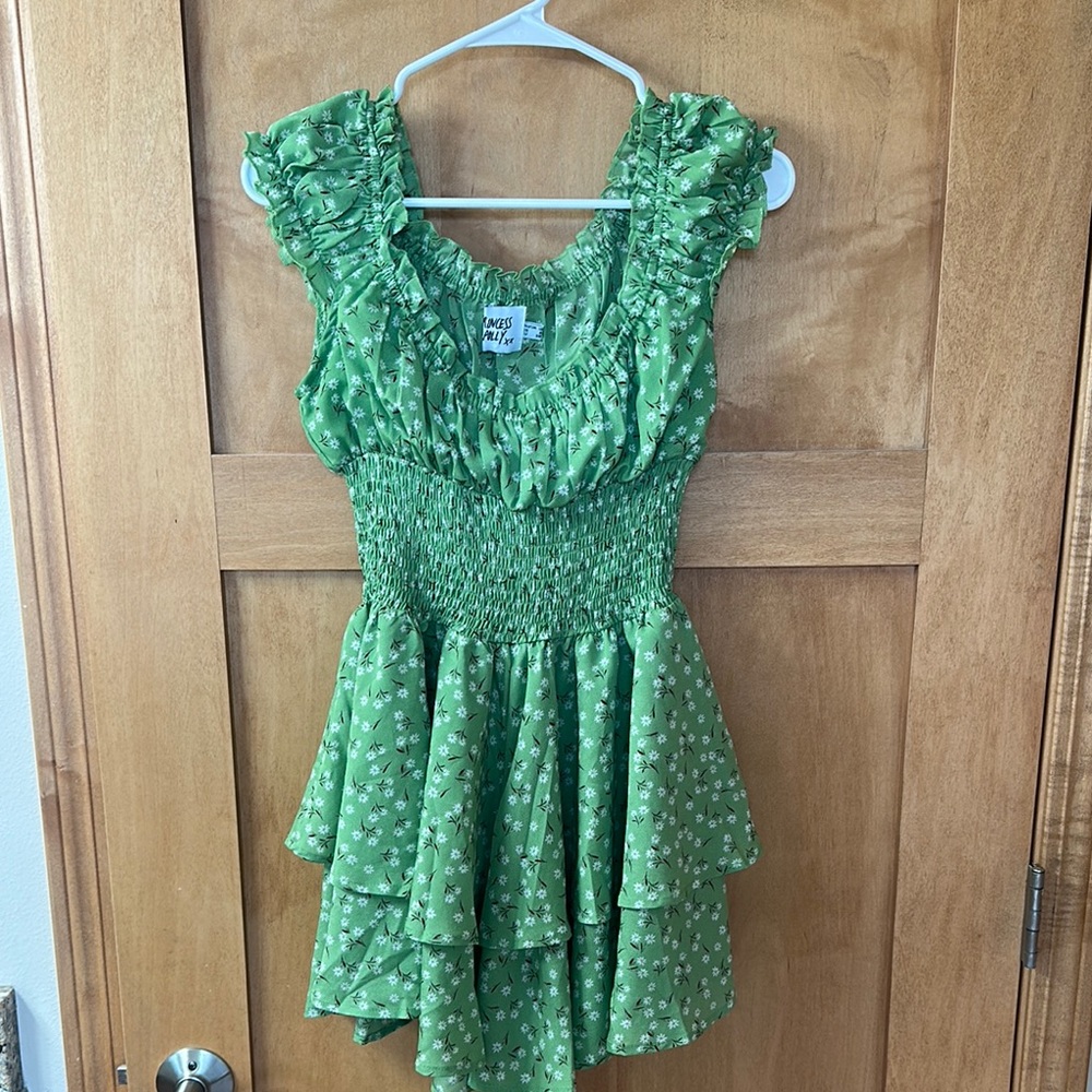 Princess Polly Green Floral Smocked Dress